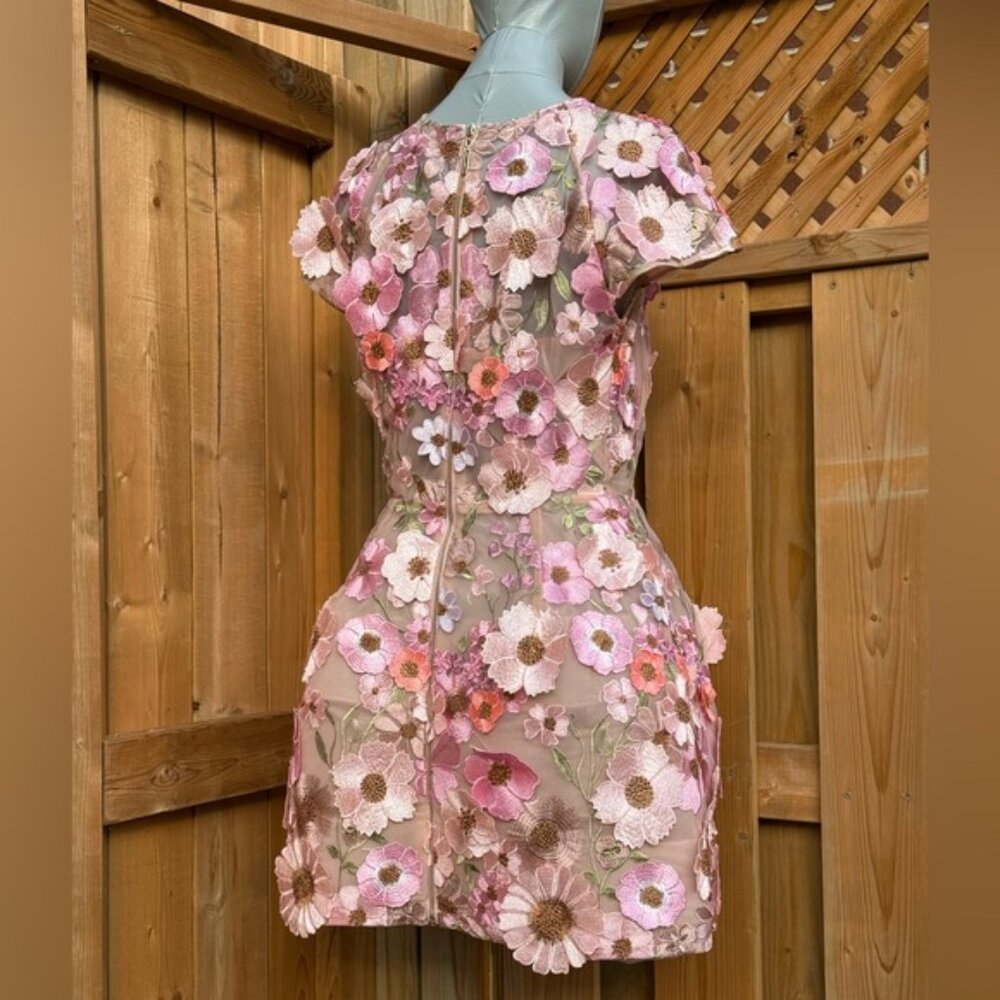 🆕 BRONX & BANCO 🧿 NWOT Jasmine Capsleeve Pink Floral Mini Dress, Sz L US 8 - Picture 10 of 17